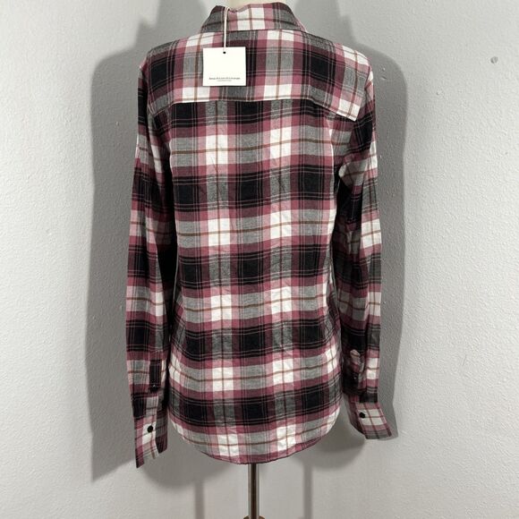Beach Lunch Lounge Shirt‎ Womens Extra Small Dusty Rose Plaid Whitney - Picture 3 of 9